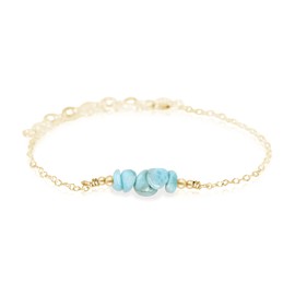 Larimar Chip Bead Bar Bracelet in 14k Gold Fill
