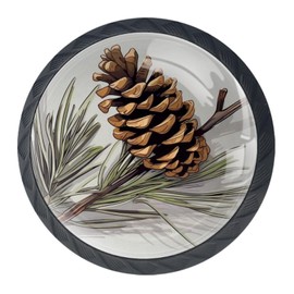 Single Pine Cone Glass 30mm Cabinet Knobs,4 Pack Drawer Door Pulls Handles for Kitchen Bathroom Home Cupboard Dresser Furniture Living Room Wardrobe Hardware