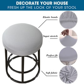 HFCNMY Stool Covers Round,4 Pack Stretch Round Bar Stool Covers Washable Bar Stool Seat Covers Stool Cushion Slipcover Elastic Bar Chair Covers for 13-20 Inch Chair (Light Gray)