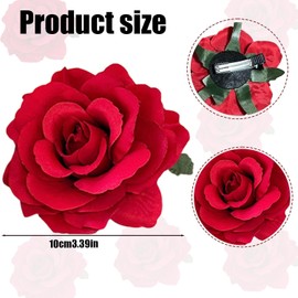 Red Rose Flower Hair Claw Clip Hair Pins Set Vintage Red Rose Hair Clips for Women Bridal Wedding Party Daily Hair Accessories for Thick Thin Hair