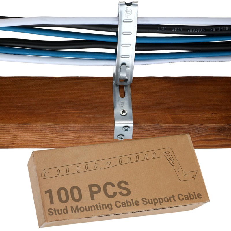 Landhoow 100 Pcs Stud Mounting Cable Support Metal Stud Support