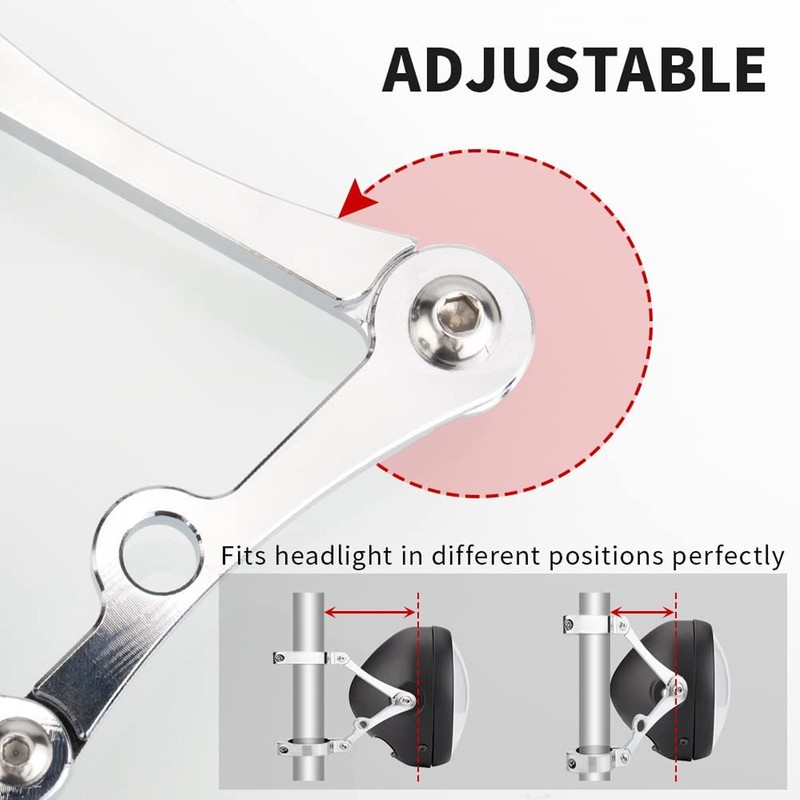 Motorcycle Headlight Mounting Bracket 39 to 41mm Bright Silver Surface