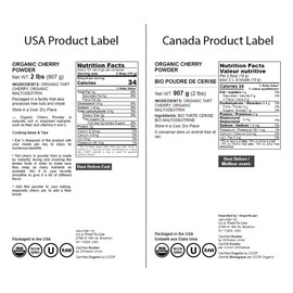 Food to Live Organic Cherry Juice Powder, 2 Pounds – Non-GMO, Raw, Kosher, Vegan Superfood, Bulk, Rich in Antioxidants, Great for Juices, Drinks, and Smoothies, Contains Maltodextrin