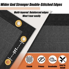 KANAGAWA 8ft x 25ft Privacy Screen Fence, 90% Blockage Heavy Duty 175 GSM Fencing Mesh Net Cover for Outdoor Wall Garden Yard Backyard 40 Cable Zip Ties Included Grey