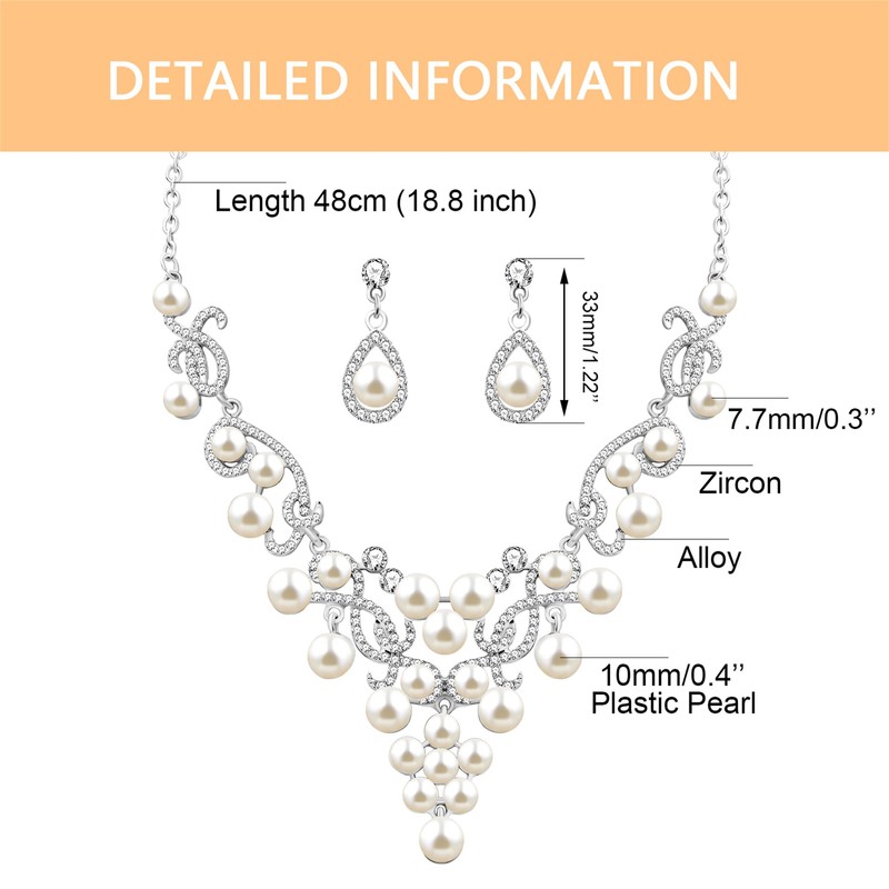 JunyiDIY Elegant Pearl Jewelry Set | 10mm White Plastic Pearl