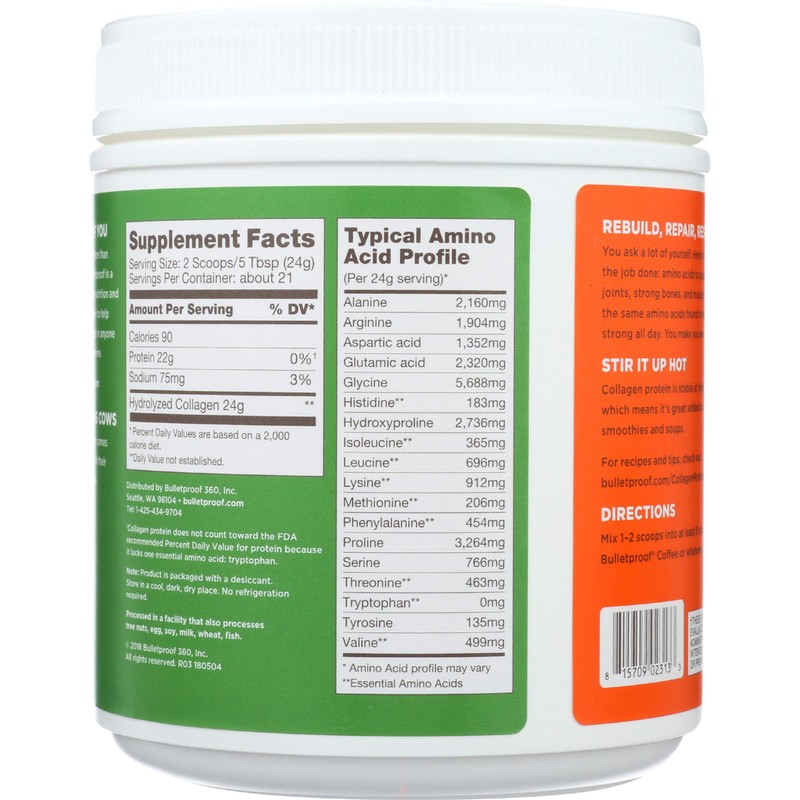BULLETPROOF Unflavored Collagen Protein, 17.6 OZ