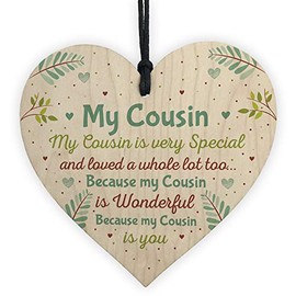 Red Ocean Gift For Cousin Birthday Xmas Gift Wooden Heart Plaque Cousin Gifts For Girls Boys Family