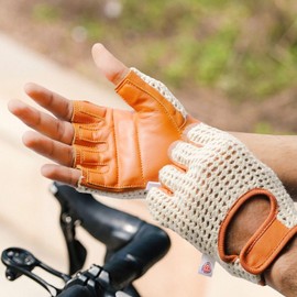 Kango Fitness Leather Crochet Cycling Biking Padded Gloves (Medium)