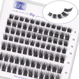 LZM Individual Eyelashes, C Curl, Fake Lashes, 8-14 mm, False Eyelashes, Natural Look, Reusable Artificial Eyelashes, Individual DIY Cluster Eyelashes (Viola Mix)