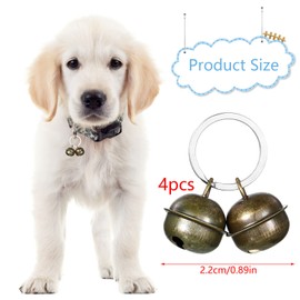 Zngou 4 Sets Bells for Dog Collars, 20mm Dog Bells for Collar Cat Bell Brass Dog Bell Extra Loud Dog Bell Loud Cat And Dog Bells for Dogs Cats Pet Harness Training Collar Decoration
