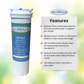 Aqua Fresh Fisher & Paykel 836848 Refrigerator Water Filter Replacement for 836848, 836860, WF296, E522B, PS2067635, RF135B, RF170A, RF201A, E442B (2-Pack)