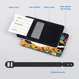 2 Pack GCACE Luggage Tags for Suitcases Cute Cat Floral Luggage Tag, with PU Leather ID Tags for Men Women Travel Bag – Travel Accessory