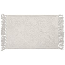 Jean Pierre New York Ricardo Cotton Fringe 27x45 in. Bath Rug, White