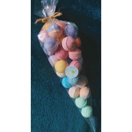 30 Bath Marbles Mini Bombs Fizzes Chill Pills Bag Happy Easter Sticker Vegan Cone Bag Gift Set