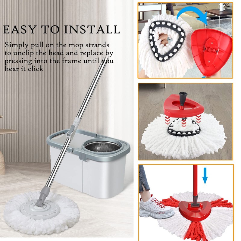 6 Pack Spin Mop Refill Replacement Head Compatible with Ocedar