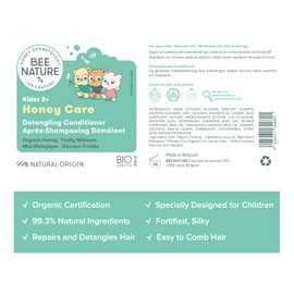 Bee Nature - Kids Conditioner - Organic Honey Care - Detangling Care & Nourishes - 99% Natural - Fruity Sweetness Scent - Suitable for Dry, Curly Hair - 200ml