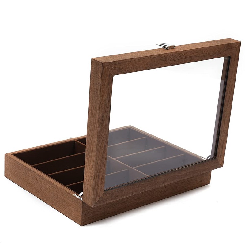 WANLECY Wooden Sunglasses Organizer for Men Women, Multiple Eyeglasses Eyewear