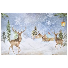 Gift Boutique 50 Disposable Christmas Reindeer Paper Place Mats Watercolor Trees Snowflakes Table Mat 11" x 17" for Holiday Dinner Doilies Rustic Xmas Winter Table Setting Dinner Party Home Décor