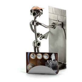 Steelman24 I Nuts and bolts sculpture Plasterer With Business Card Holder I Handmade ornaments I Made in Germany I I Metal figurine