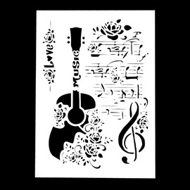 DIY Decorative Guitar Stencil Template for Painting on Canvas Wood Furniture Craft Paper (A4 Size)