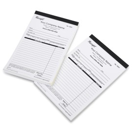 Custom Duplicate Receipt Books with Your Company Name. 2 Books (100 Sets) Numbered.