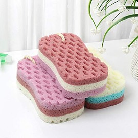 3 esponjas de baño para mujeres, hombres y niños, esponjas de ducha para lavado corporal, 3 colores y accesorios de baño de tamaño grande (tamaño gran