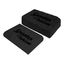 SPONTEX Premium Souring Sponge, Black, Pack of 3, Made from 100% Biodegradable Cellulose, Robust and Absorbent, Swollen Approx. 108 x 68 x 30-32 mm