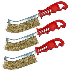 Brass Wire Brush Set of 3 â General Purpose 26cm Crimped Long Handled Wire Brush for Rust Removal and Surface Preparation (Brass Brush Pack of 3)