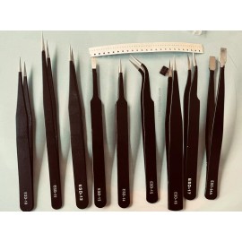 LLK Stainless Steel Tweezers 9 piece Set Cleanroom Electronics ESD smt smd IC
