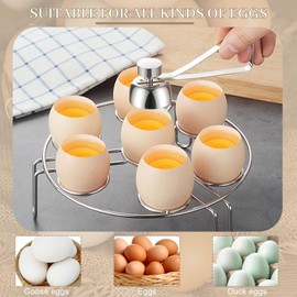 Cortador de Huevo Cocido, Abridor de Huevo Duro, Acero Inoxidable Herramienta para Pelar Huevos, Cortador de Cáscara de Huevo, Herramienta de Cocina, Ideal para Postres y Huevos Cocidos (Plata)