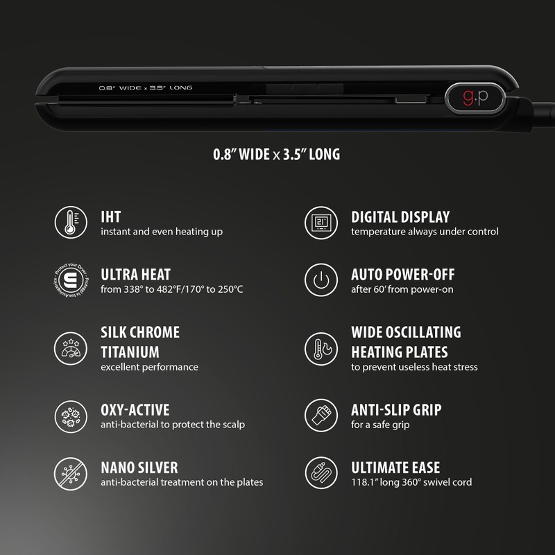 GA.MA G-EVO Silk Chrome Titanium 4/5 Inch Flat Iron with