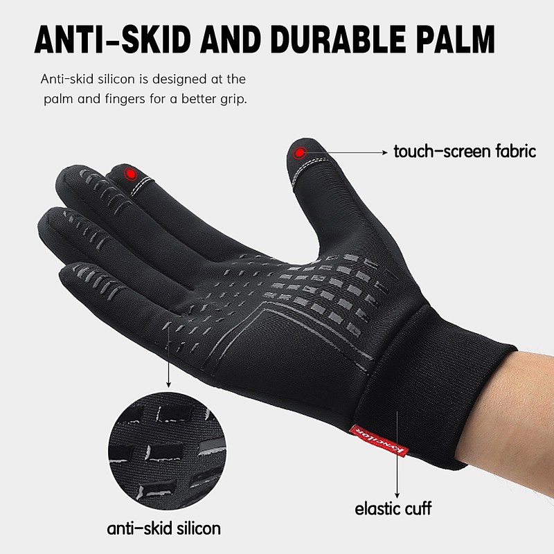 Winter Men Women Cycle Gloves Waterproof Windproof Fleece Lining Touchscreen
