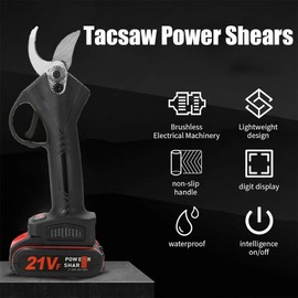 Upgraded Version Electric Pruning Shears Cordless, Portable Tacsaw Power Shears, Adjustable Cutting Diameter 0.8-1.2 Inch for Gardening Tree Pruning with 2 * 20V Batteries (Black)