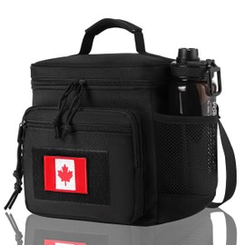 Insulated Tactical Lunch Bag for Men, Leakproof Durable Soft Cooler Bag with Adjustable Shoulder Strap,Lunch Cooler Box for Men Women Work Construction Beach Picnic Daytrip,12L,Black HaloFashion