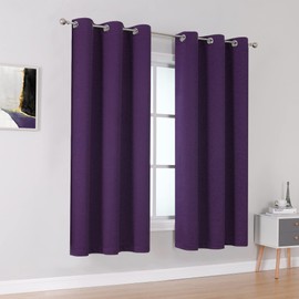 Purple Blackout Curtain Panels for Small Window Treatment 54 Inch Length Set of 2 Panels Thermal Insulated Room Darkening Bedroom Curtains Drapes for Living Room 38x54 Inch