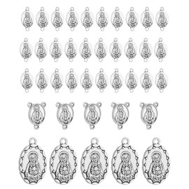Cottvott 40pcs Seven Sorrows Rosary Centerpiece Our Lady Jesus Connector Spacer Medal Pendant, DIY Rosary Making Supplies Accessories