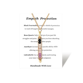 Ronglry Healing Crystals and Stones Necklace Spiritual Crystal Necklace for Women Men Healing Necklaces Empath Protection Gifts Crystal Pendant Necklaces Healing Crystals Jewelry-Empath Protection