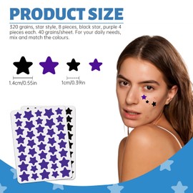 320pcs Hydrocolloid Patches, Multiple Colors Star Pimple Patch Pimple Patches, Cute Patches in Multiple Sizes for Day and Night