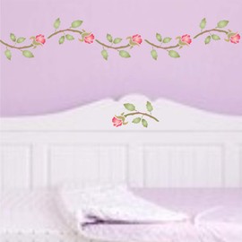 Rose Bud Stencil, 9.5 x 4.5 inch - Wall Border Flower Stencils by CRAFT KREATIVELY