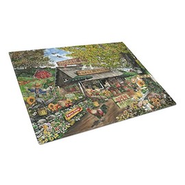 Caroline's Treasures PTW2017LCB The Produce Fruit Stand Glass Cutting Board Large, 12H x 16W, multicolor
