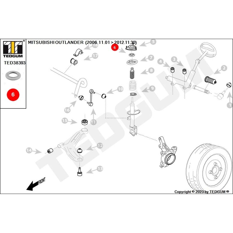 Front Strut Support Bearing, Front Axle, Upper, Both Sides