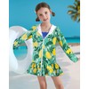 Toddler Bathing Suit Girl Swimsuit Coverup Long Sleeve Zip-Up Beach