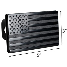 MULL USA Black Metal Flag Trailer Hitch Cover for 2" Receivers (with Locking Pin)