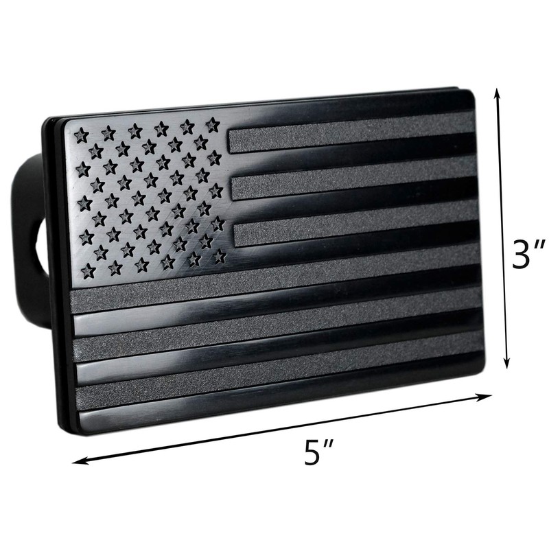 MULL USA Black Metal Flag Trailer Hitch Cover for 2"
