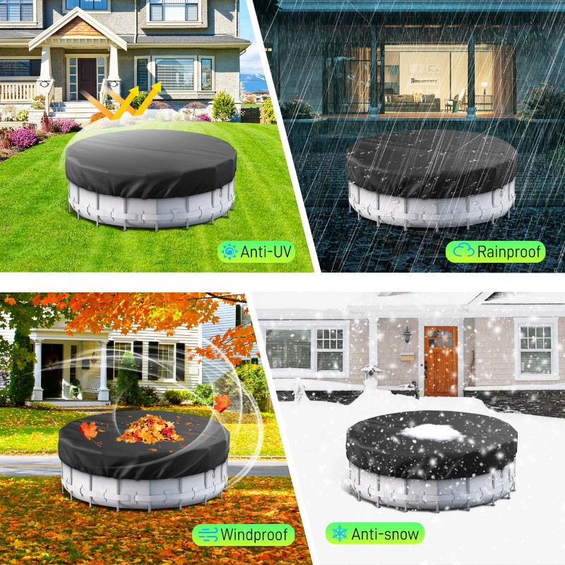 Pool Cover 18 Ft round Pool Cover with Reflective Strips,