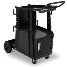 FAHKNS Welding Cart - Heavy Duty Welding Carts for MIG Welder & Plasma Cutter，Welding Cart with Large Capacity Lockable Cabinet, 360° Swivel Wheels, Cable Hook，Static Load Capacity 220 LBS