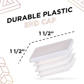 Prescott Plastics 1.5" Inch Square Plastic Plug Insert (20 Pack), White End Cap for Metal Tubing, Fence, Glide Insert for Pipe Post, Chairs and Furniture - Square Tubing Chair Furniture Glide