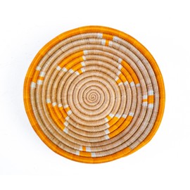 Medium Mwangaza 10” Rwanda Basket Woven Bowl Sisal & Seagrass Basket Yellow/Tan Brown