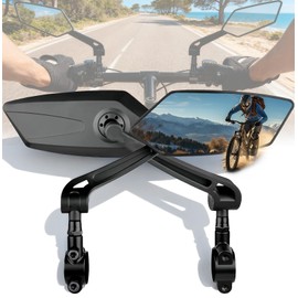 Bike Mirror 1 Pair, Ebike Mirrors for Handlebars, 360° Adjustable Wide Bicycle Rear View Mirror, Scratch Resistant Glass Lens, Safe HD Bike Rear View Mirror for Scooter, Motorcycle, Bike Accessory