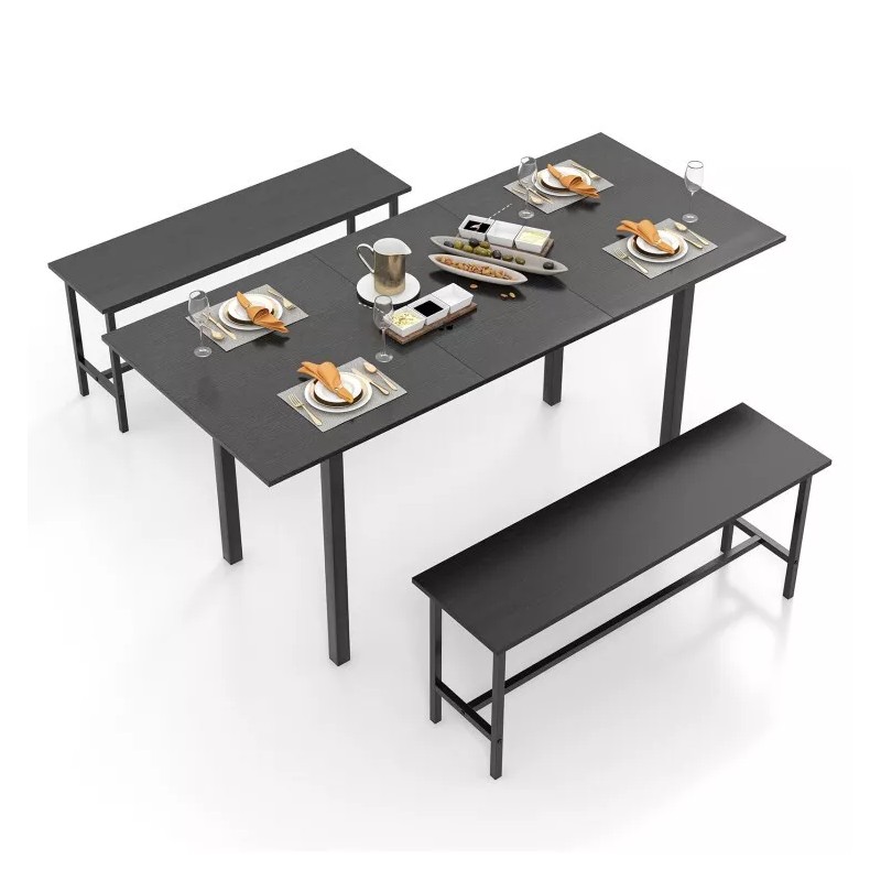 Costway 3PCS Dining Room Table Set Extendable Table Kitchen Table
